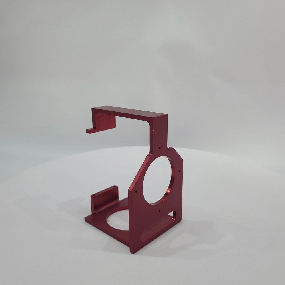 Red colour-anodized aluminium component, Type II