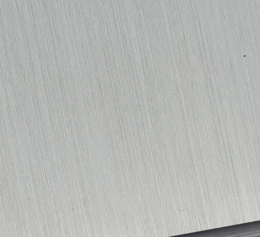 Brushed aluminium with a directional satin finish
