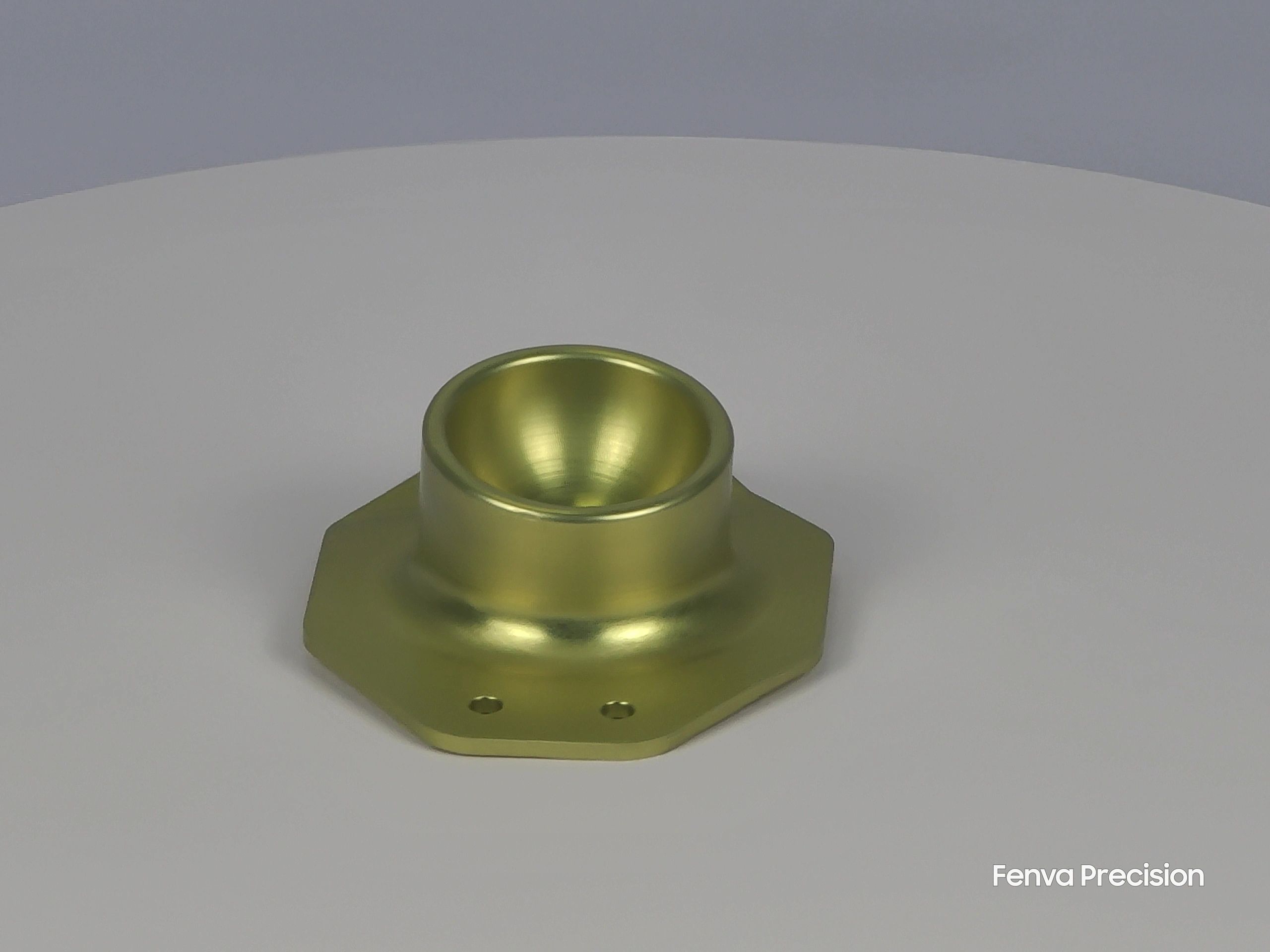 CNC turned 7050 aluminium fitting with chromate conversion coating