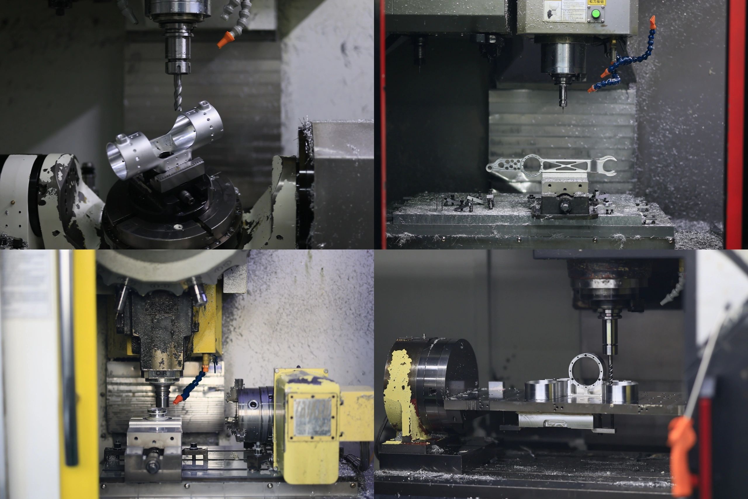 Grid of precision CNC-machined production parts at Fenva Precision