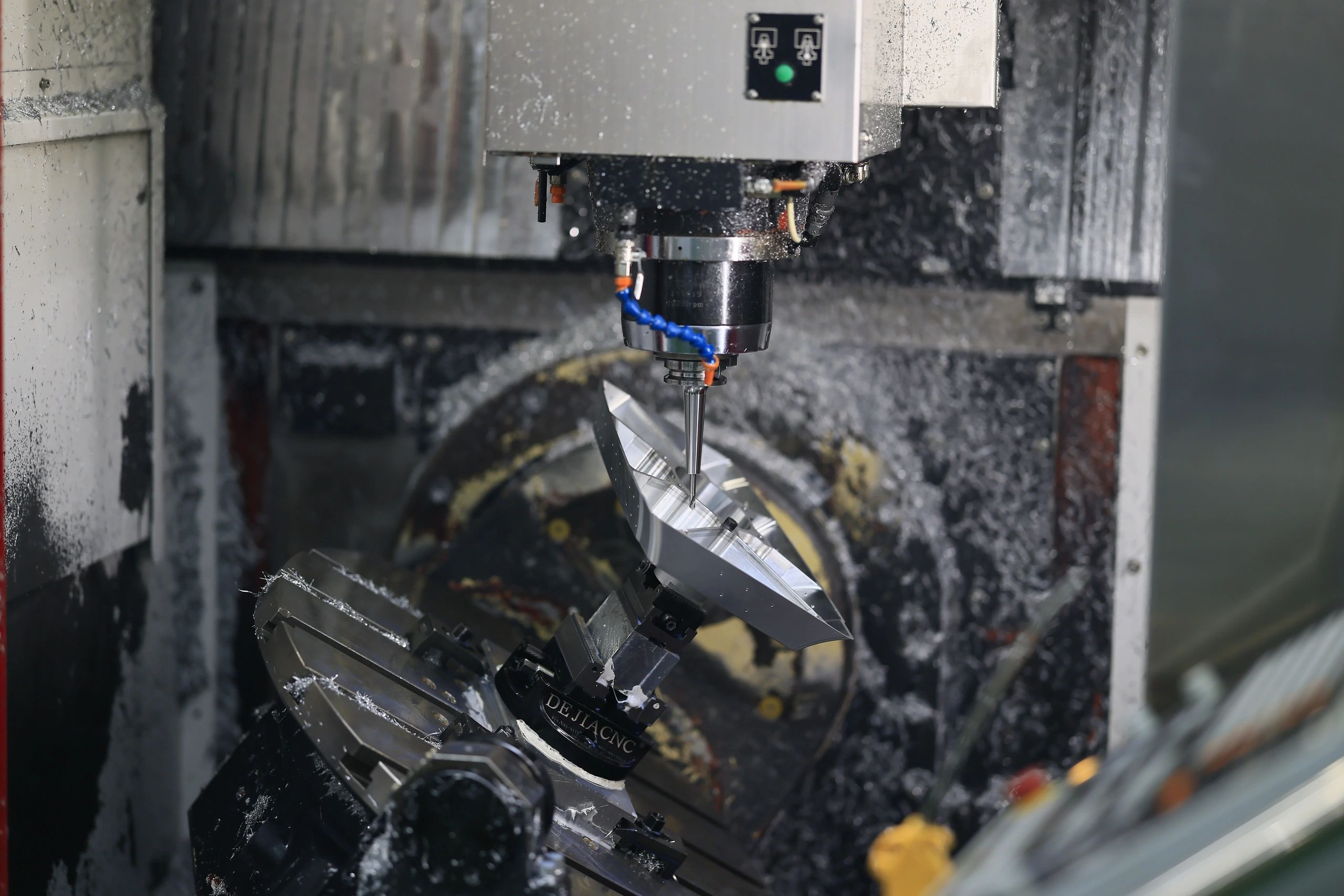5-axis CNC machining of a titanium aerospace component at Fenva