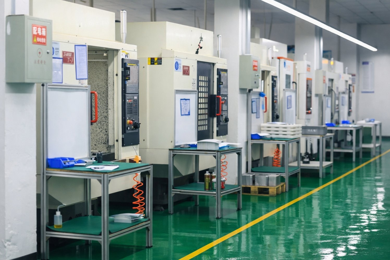 CNC machining cells and work stations on the renewed Fenva production floor